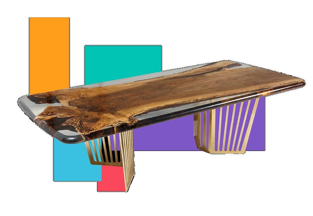mesa resina epoxica y madera Creart